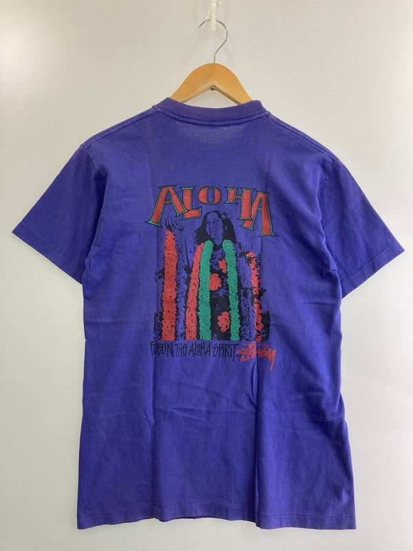 【現状渡し品】【メンズ】 OLD STUSSY オールドステューシー USA製 90S"ALOHA"PRINTED T-SHIRT 半袖Tシャツ 142-250125-AS-33-min サイズ：M カラー：パープル 万代Net店