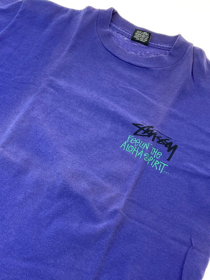 【現状渡し品】【メンズ】 OLD STUSSY オールドステューシー USA製 90S"ALOHA"PRINTED T-SHIRT 半袖Tシャツ 142-250125-AS-33-min サイズ：M カラー：パープル 万代Net店