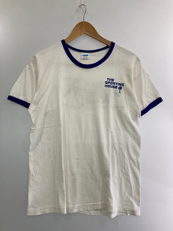 【中古品】【メンズ】 Champion チャンピオン バータグ後期 70-80S THE SPORTING HOUSE RINGER T-SHIRT 半袖Tシャツ トップス 146-241001-ks-30-min サイズ：L カラー：ホワイト 万代Net店