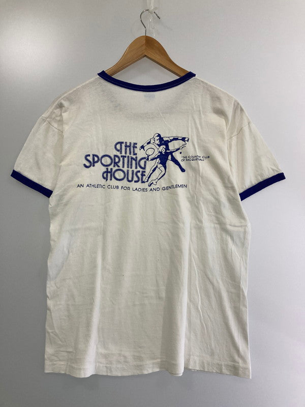 【中古品】【メンズ】 Champion チャンピオン バータグ後期 70-80S THE SPORTING HOUSE RINGER T-SHIRT 半袖Tシャツ トップス 146-241001-ks-30-min サイズ：L カラー：ホワイト 万代Net店