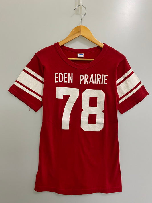 【中古品】【メンズ】 Champion チャンピオン バータグ後期 70-80SEDEN PRAIRIEFOOTBALL T-SHIRT 半袖 146-241007-AS-20-min サイズ：S カラー：レッド/ホワイト 万代Net店