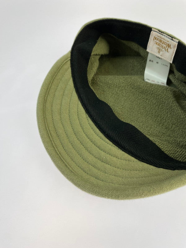 【中古品】【メンズ】 Vivienne Westwood ヴィヴィアンウエストウッド ”UNIVERSITY OF PEACE”HAT 帽子 キャスケット 185-241013-AS-8-min サイズ：M カラー：カーキ 万代Net店