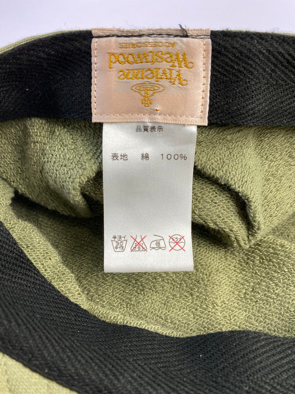 【中古品】【メンズ】 Vivienne Westwood ヴィヴィアンウエストウッド ”UNIVERSITY OF PEACE”HAT 帽子 キャスケット 185-241013-AS-8-min サイズ：M カラー：カーキ 万代Net店