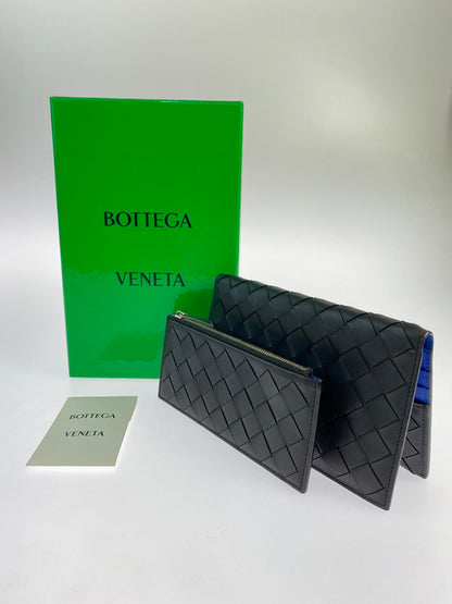 【中古品】【メンズ】 BOTTEGAVENETA ボッテガヴェネタ BOTTEGA VENETA 629680 イントレチャート ポケット付き ロングウォレット 長財布 181-241007-me-01-min カラー：ブラック　黒 万代Net店