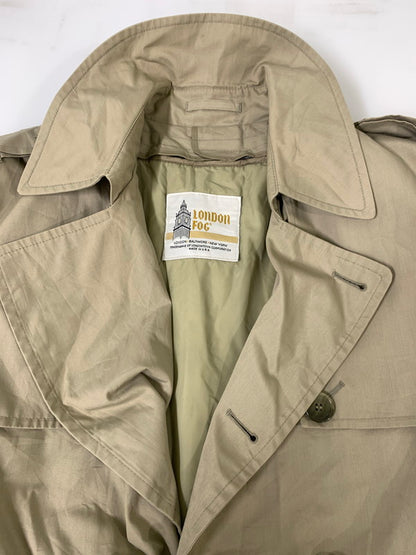 【中古品】【メンズ】  LONDON FOG ロンドンフォグ 70S USA製 TRENCH COAT トレンチコート ７０年代 アメリカ製 ロング丈 防寒 ライナー付き 146-241007-em-8-min サイズ：38 カラー：ベージュ系 万代Net店