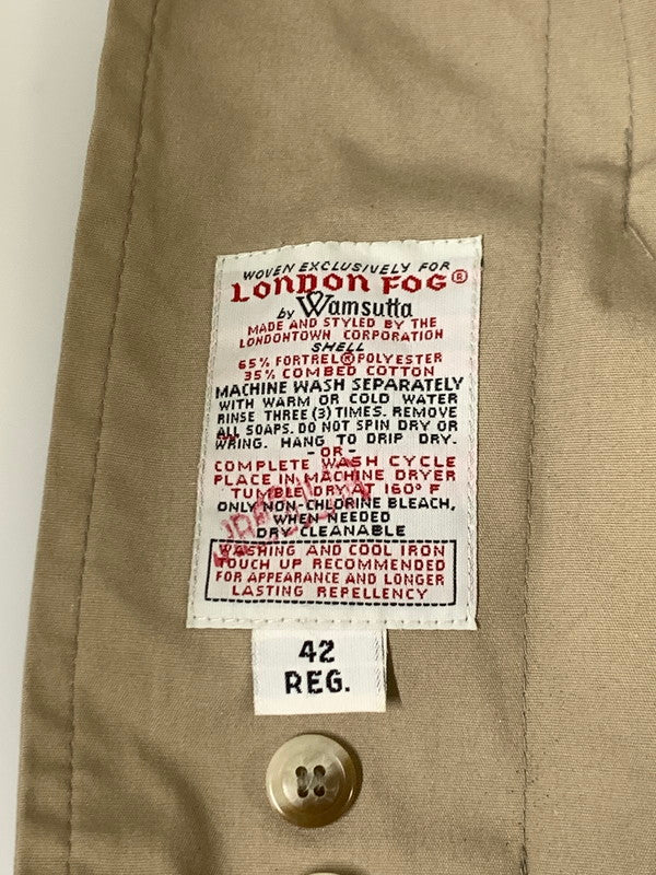 【中古品】【メンズ】  LONDON FOG ロンドンフォグ 70S USA製 ステンカラーコート メンズアウター ロング丈 内側ボア 防寒  146-241007-em-7-min サイズ：42 カラー：ベージュ系 万代Net店