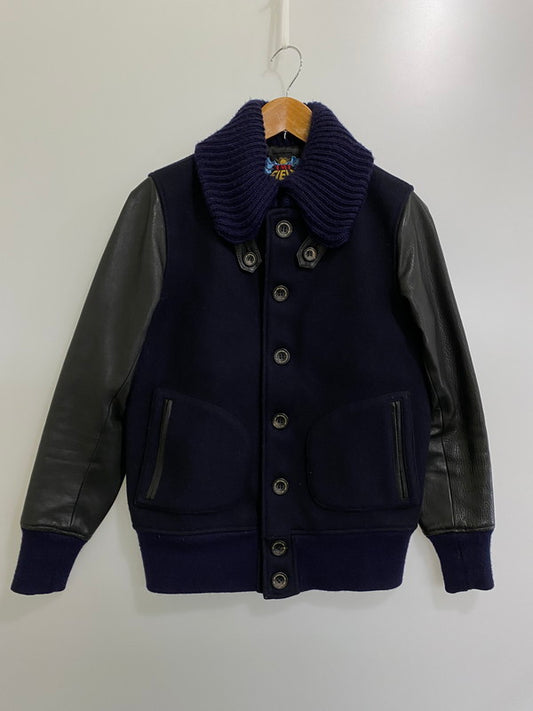 【中古品】【メンズ】 TMT ティーエムティー TJK-F1313 COMBINATION STADIUM JACKET スタジャン アウター 140-241008-AS-17-min サイズ：M カラー：ブラック 万代Net店