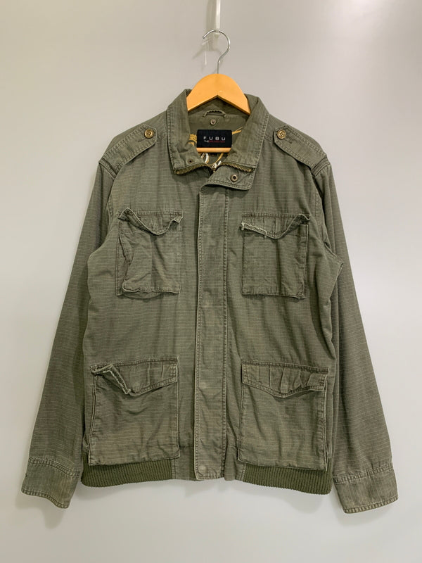 【現状渡し品】【メンズ】 FUBU フブ M-65 TYPE MILITARY JACKET ミリタリージャケット ライトアウター 146-260617-yn-11-min サイズ：L カラー：オリーブグリーン 万代Net店
