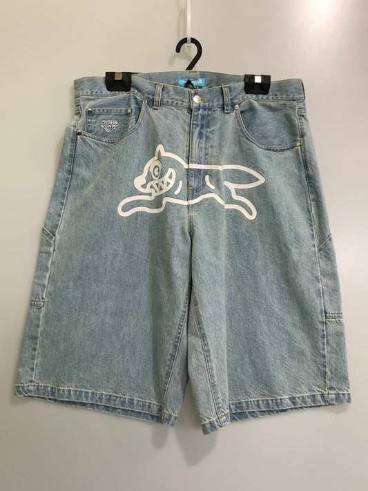 【中古品】【メンズ】  ICECREAM アイスクリーム ICEJP243P001 WASHED DENIM BAGGY SHORTS  ワッシュド デニム バギー ショートパンツ ボトムス 153-241010-me-17-min サイズ：XL カラー：インディゴ 万代Net店