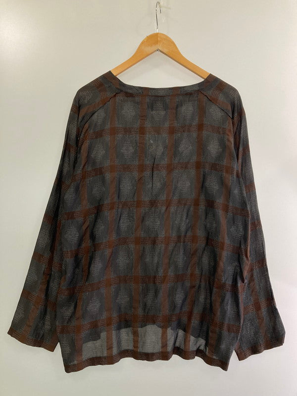 【中古品】【メンズ】 Needles ニードルス IN103 L S U NECK TEE-SPLASHED PLAID JQ. 長袖シャツ トップス 140-241010-ks-34-min サイズ：L カラー：ブラック/ブラウン 万代Net店