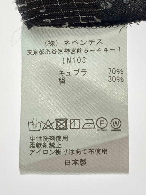 【中古品】【メンズ】 Needles ニードルス IN103 L S U NECK TEE-SPLASHED PLAID JQ. 長袖シャツ トップス 140-241010-ks-34-min サイズ：L カラー：ブラック/ブラウン 万代Net店