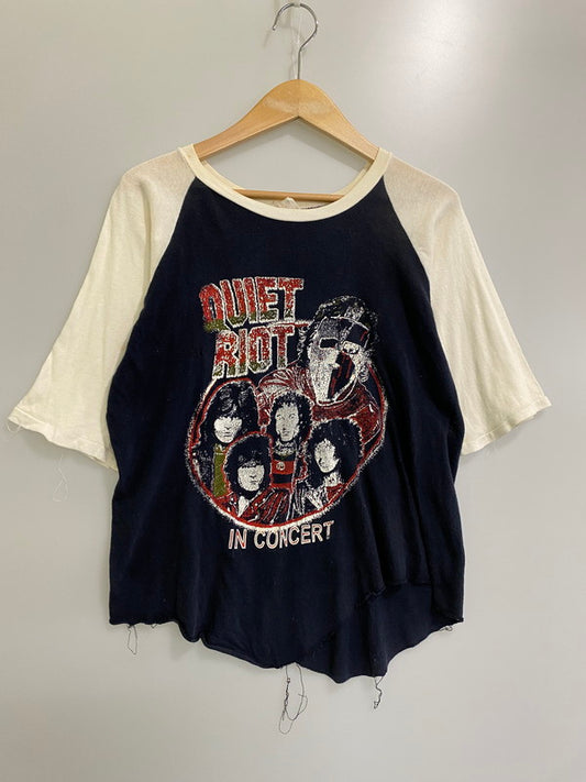 【現状渡し品】【メンズ】 QUIET RIOT クワイエット・ライオット METAL HEALTH TOUR RAGLAN TEE ラグランTシャツ 146-241016-ks-22-min サイズ：M カラー：ブラック/ホワイト 万代Net店