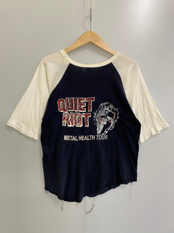 【現状渡し品】【メンズ】  QUIET RIOT クワイエット・ライオット METAL HEALTH TOUR RAGLAN TEE ラグランTシャツ 146-241016-ks-22-min サイズ：M カラー：ブラック/ホワイト 万代Net店