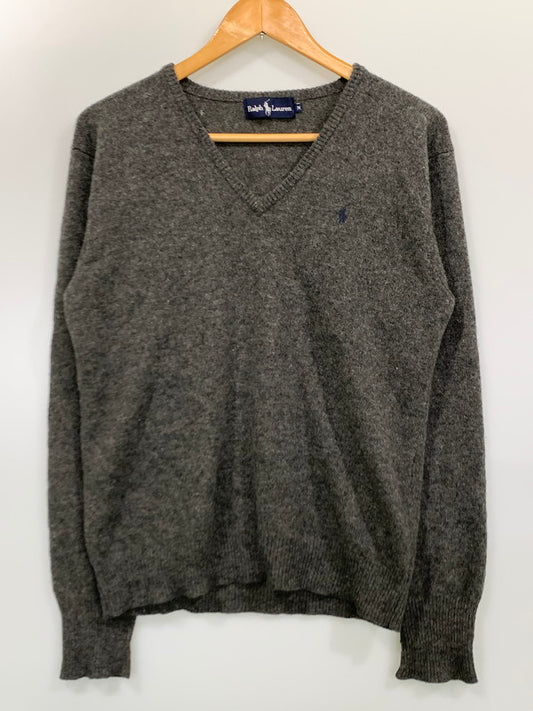 【中古品】【メンズ】 POLO RALPH LAUREN ポロ・ラルフローレン WOOL SWEATER ウールセーター トップス 146-241017-yn-03-min サイズ：M カラー：ダークグレー 万代Net店