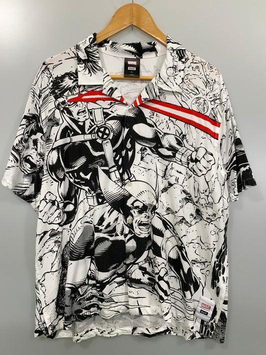 【中古品】【メンズ】  HUF × MARVEL X-MEN RESORT SHIRT BU00172 ハフ マーベル ショートスリーブシャツ 半袖シャツ トップス 142-241016-yn-31-min サイズ：L カラー：ホワイト 万代Net店