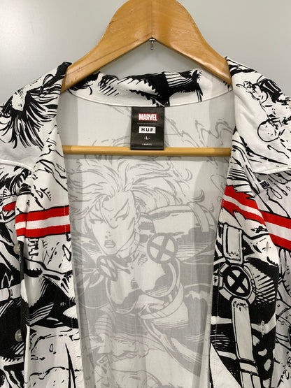 【中古品】【メンズ】  HUF × MARVEL X-MEN RESORT SHIRT BU00172 ハフ マーベル ショートスリーブシャツ 半袖シャツ トップス 142-241016-yn-31-min サイズ：L カラー：ホワイト 万代Net店