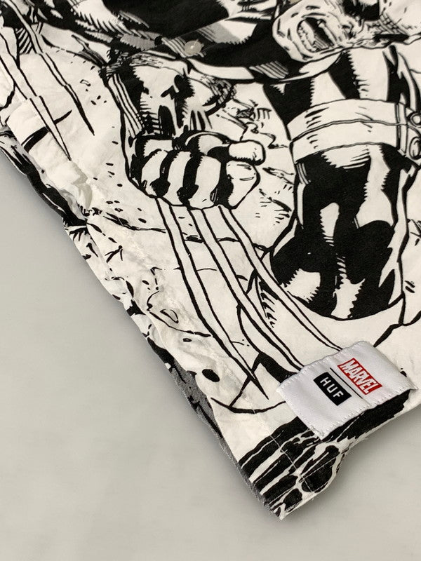 【中古品】【メンズ】  HUF × MARVEL X-MEN RESORT SHIRT BU00172 ハフ マーベル ショートスリーブシャツ 半袖シャツ トップス 142-241016-yn-31-min サイズ：L カラー：ホワイト 万代Net店