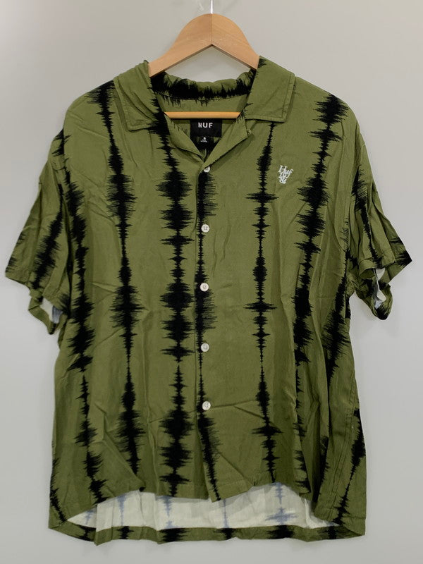 【中古品】【メンズ】 HUF ハフ SEISMOGRAM S/S RESORT SHIRT BU00176 ショートスリーブシャツ 半袖シャツ トップス 142-241016-yn-30-min サイズ：S カラー：オリーブグリーン 万代Net店