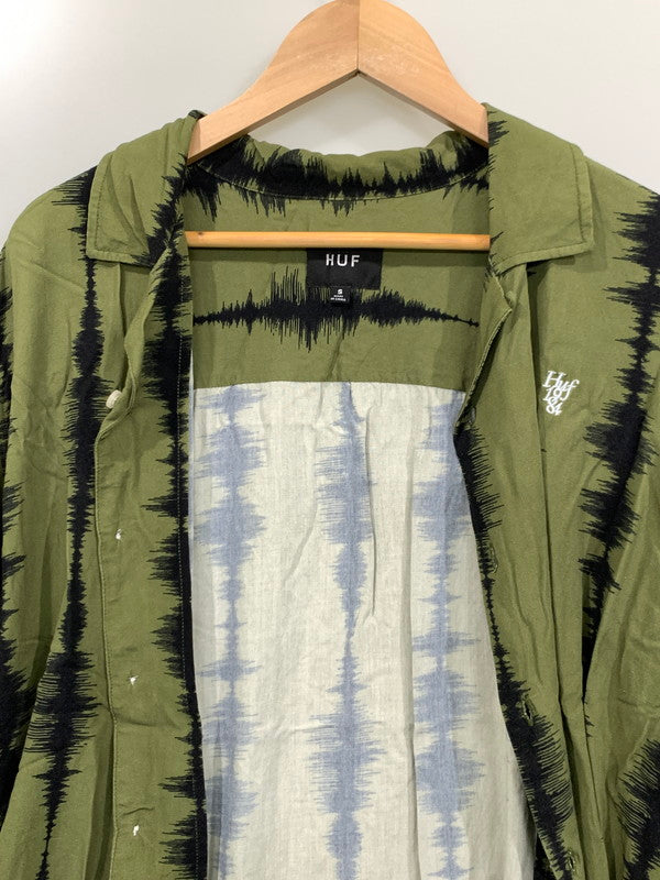 【中古品】【メンズ】 HUF ハフ SEISMOGRAM S/S RESORT SHIRT BU00176 ショートスリーブシャツ 半袖シャツ トップス 142-241016-yn-30-min サイズ：S カラー：オリーブグリーン 万代Net店