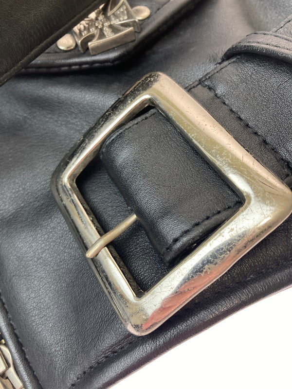 【中古品】【メンズ】  B'S LEATHER バイカーズレザー スタッズ ダブル ライダースジャケット アウター 145-241017-jt-14-min サイズ：サイズ不明 カラー：ブラック  万代Net店