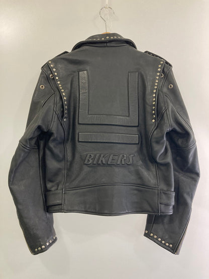 【中古品】【メンズ】  B'S LEATHER バイカーズレザー スタッズ ダブル ライダースジャケット アウター 145-241017-jt-14-min サイズ：サイズ不明 カラー：ブラック  万代Net店