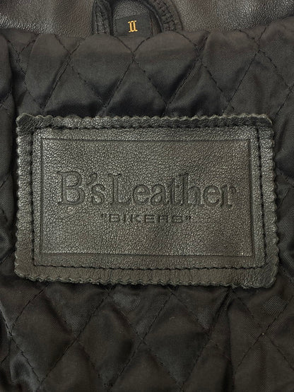 【中古品】【メンズ】  B'S LEATHER バイカーズレザー スタッズ ダブル ライダースジャケット アウター 145-241017-jt-14-min サイズ：サイズ不明 カラー：ブラック  万代Net店