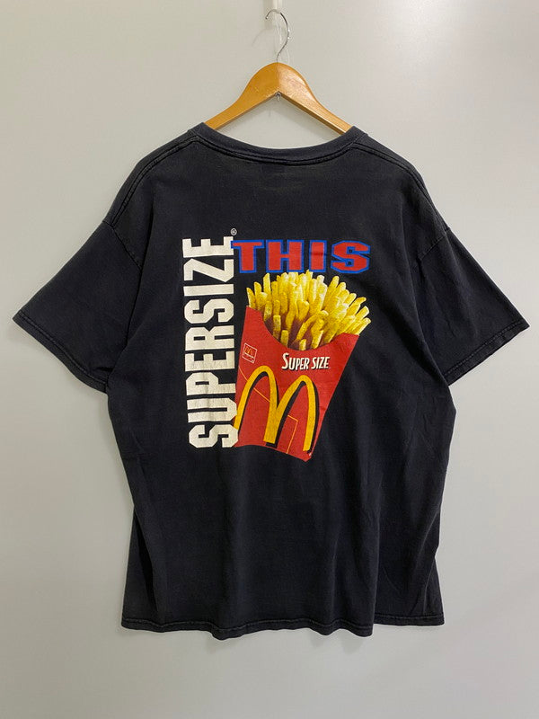 【中古品】【メンズ】  MCDONALD'S マクドナルド 90’S SUPERSIZE TEE 半袖Tシャツ 146-241016-ks-25-min サイズ：XL カラー：ブラック 万代Net店