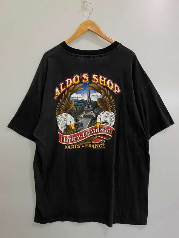 【現状渡し品】【メンズ】 HARLEY DAVIDSON ハーレーダビッドソン ALDO'S SHOP TEE 半袖Tシャツ トップス 146-241025-ks-16-min サイズ：XXL カラー：ブラック 万代Net店