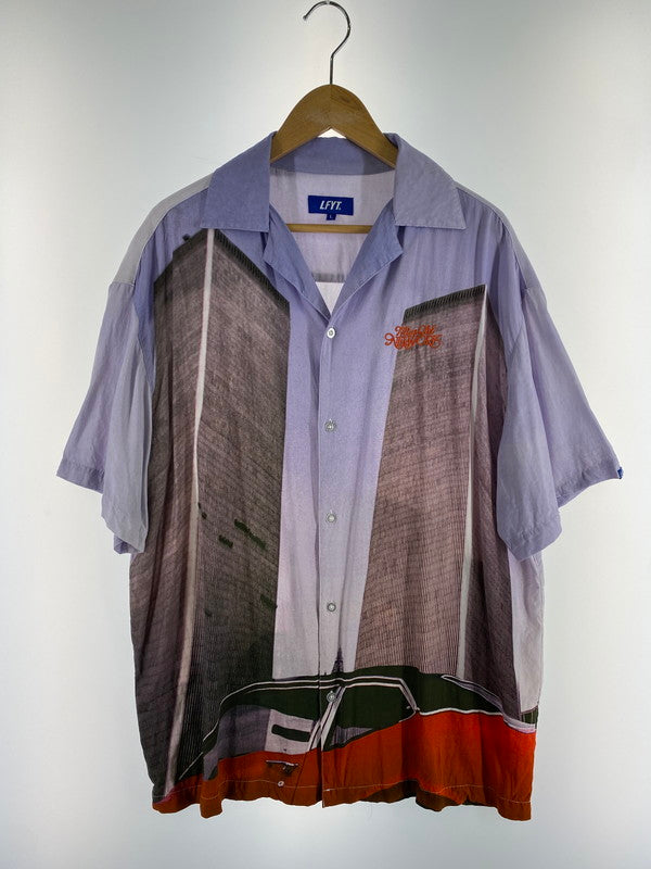 【中古品】【メンズ】 Lafayette ラファイエット OLD NEW YORK S S SHIRT LS230206 オールド ニューヨーク 半袖シャツ 70年代 プリントシャツ レーヨンシャツ メンズ 142-241024-em-3-min サイズ：L カラー：パープル系 万代Net店