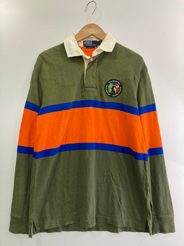 【中古品】【メンズ】 Polo by Ralph Lauren ポロバイラルフローレン HUNTTING POLO SHIRT ポロシャツ 長袖 トップス 146-241024-yn-25-min サイズ：M カラー：オリーブグリーン/オレンジ/ブルー 万代Net店