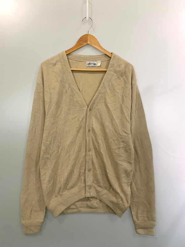 【中古品】【メンズ】 CLASSICS BY PALMLAND クラシックス バイ パームランド 90's WOOL KNIT SOLID CARDIGAN 9年代 ウールニット ソリッドカーディガン USA製 トップス 146-260619-yn-34-min サイズ：M カラー：ベージュ 万代Net店
