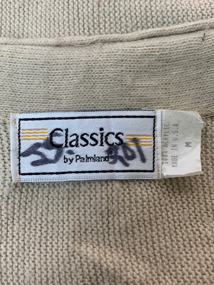 【中古品】【メンズ】 CLASSICS BY PALMLAND クラシックス バイ パームランド 90's WOOL KNIT SOLID CARDIGAN 9年代 ウールニット ソリッドカーディガン USA製 トップス 146-260619-yn-34-min サイズ：M カラー：ベージュ 万代Net店