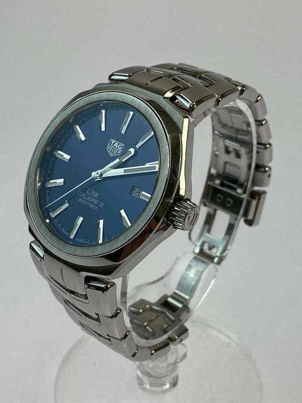 【中古品】【メンズ】 TAG HEUER タグホイヤー WBC2112  LINK CALIBRE 5 自動巻き腕時計 195-241020-AS-7-min カラー：シルバー ブルー文字盤 万代Net店