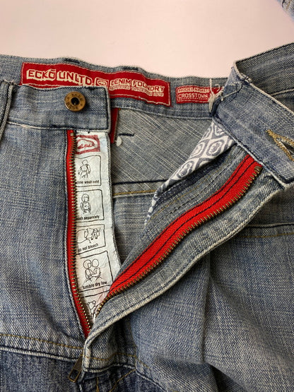 【現状渡し品】【メンズ】  ECKO UNLTD エコーアンリミテッド 再構築デニムパンツ 極太シルエット ジーンズ メンズ 157-241022-em-23-min サイズ：ｗ３６ カラー：インディゴ 万代Net店