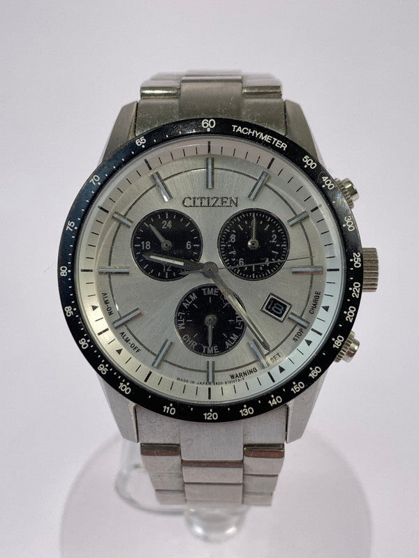 【中古品】【メンズ】 CITIZEN シチズン E820-S083460  ECO DRIVE クロノグラフ ソーラー腕時計 197-241020-AS-10-min カラー：シルバー シルバー系文字盤 万代Net店