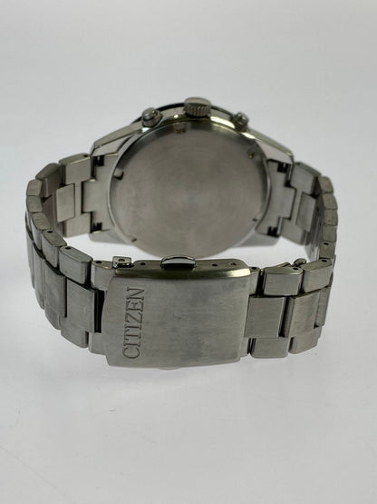 【中古品】【メンズ】 CITIZEN シチズン E820-S083460  ECO DRIVE クロノグラフ ソーラー腕時計 197-241020-AS-10-min カラー：シルバー シルバー系文字盤 万代Net店