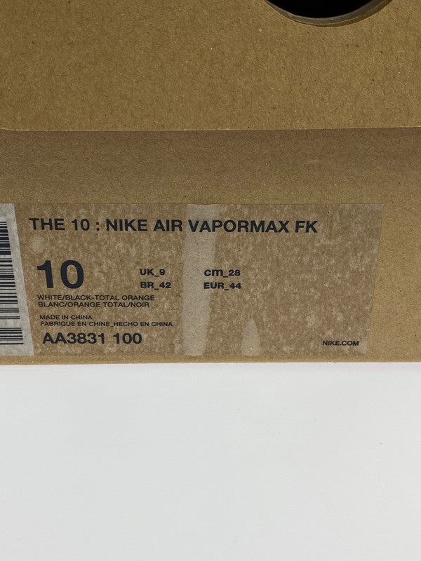 【中古品】【メンズ】 NIKE ナイキ ×OFF-WHITE オフホワイト AA3831-100 THE:10 AIR VAPORMAX FK WHITE エア ヴェイパーマックス スニーカー シューズ 靴 160-241022-me-32-min サイズ：28.0cm US10 カラー： WHITE/BLACK-TOTAL ORANGE 万代Net店