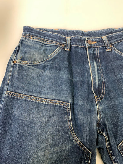 【中古品】【メンズ】 A BATHING APE アベイシングエイプ DOUBLE KNEE DENIM PANTS ボトムス パンツ ズボン デニム 153-241023-AS-5-min サイズ：L カラー：インディゴ 万代Net店