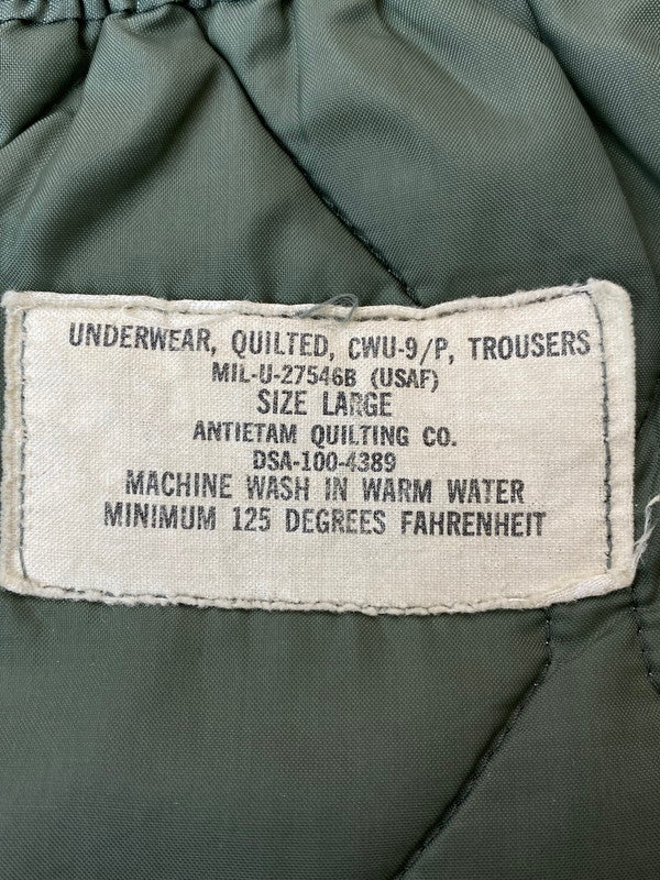 【中古品】【メンズ】  U.S.AIRFORCE アメリカ空軍 MIL-U-27546B 70S"CWU-9 P"QUILTING TROUSERS キルティング パンツ ボトムス 157-241029-me-06-min サイズ：L カラー：カーキ 万代Net店