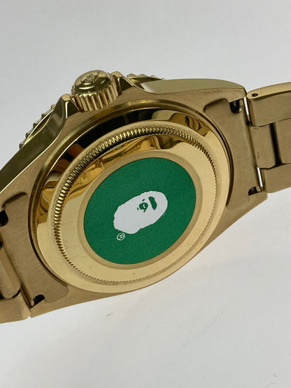 【中古品】【メンズ】 A BATHING APE アベイシングエイプ BAPEX ”TYPE 1” 自動巻き腕時計 197-241102-AS-20-min カラー：ゴールド ブルー文字盤 万代Net店