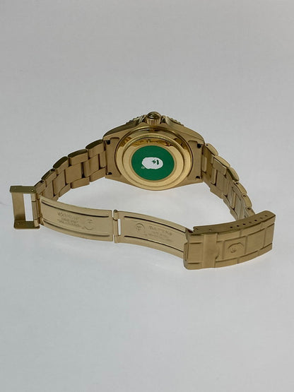 【中古品】【メンズ】 A BATHING APE アベイシングエイプ BAPEX ”TYPE 1” 自動巻き腕時計 197-241102-AS-20-min カラー：ゴールド ブルー文字盤 万代Net店