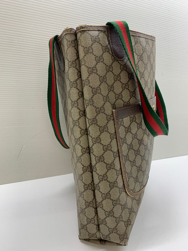 【現状渡し品】【メンズ/レディース】 GUCCI グッチ オールドグッチ 39・02・003 シェリーライン GGプラス トートバッグ シェリーライン 180-241029-em-16-min カラー：ベージュ系 万代Net店