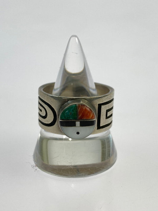 【中古品】【メンズ/レディース】 FRANK LAHALEON フランクラハレオン ポピ族 サンフェイス オーバーレイ リング シルバー 191-241104-em-19-min カラー：シルバー 万代Net店