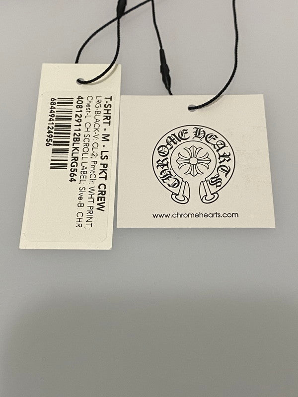 【中古美品】【メンズ】 CHROME HEARTS クロムハーツ LS CH SCROLL LABEL T-SHRT 長袖Ｔシャツ 190-241027-AS-1-min サイズ：L カラー：ブラック 万代Net店