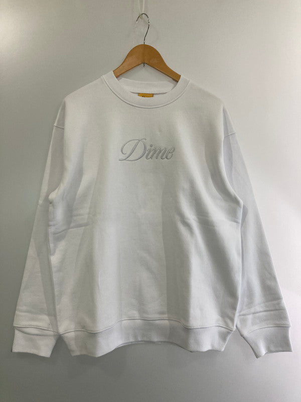 【中古美品】【メンズ】  DIME ダイム CURSIVE LOGO CREWNECK  WHITE クルーネック トレーナー スウェット トップス 142-241028-me-05-min サイズ：M カラー：ホワイト 白 万代Net店