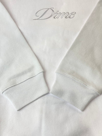 【中古美品】【メンズ】  DIME ダイム CURSIVE LOGO CREWNECK  WHITE クルーネック トレーナー スウェット トップス 142-241028-me-05-min サイズ：M カラー：ホワイト 白 万代Net店