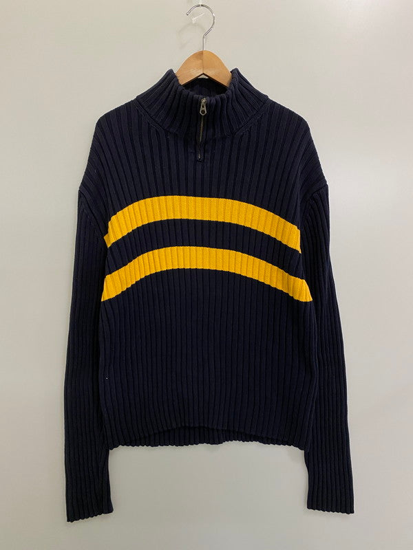 【中古品】【メンズ】 Polo by Ralph Lauren ポロバイラルフローレン 紺タグ 90S COTTON HALF ZIP SWEATER ジップセーター 146-241031-cn-26-min サイズ：XL カラー：ブラック系 万代Net店