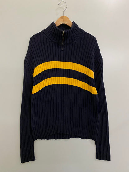 【中古品】【メンズ】 Polo by Ralph Lauren ポロバイラルフローレン 紺タグ 90S COTTON HALF ZIP SWEATER ジップセーター 146-241031-cn-26-min サイズ：XL カラー：ブラック系 万代Net店