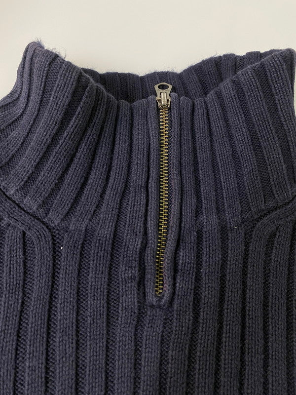 【中古品】【メンズ】 Polo by Ralph Lauren ポロバイラルフローレン 紺タグ 90S COTTON HALF ZIP SWEATER ジップセーター 146-241031-cn-26-min サイズ：XL カラー：ブラック系 万代Net店