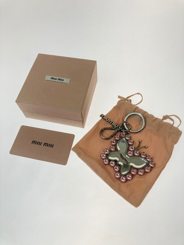 【中古品】【レディース】 Miu Miu ミュウ ミュウ 5AP677 BUTTERFLY KEY CHARM キーチャーム キーホルダー 182-241102-AS-21-min カラー：ピンク/シルバー 万代Net店